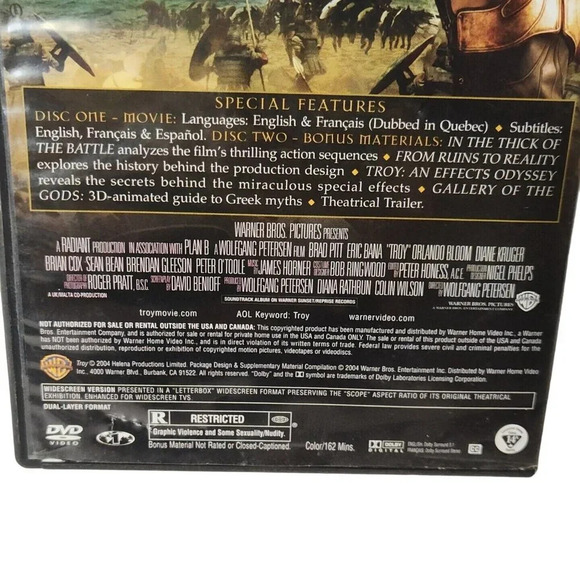 Troy 2-Disc Widescreen DVD Brad Pitt Rated R - Picture 4 of 8